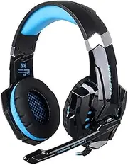 G9000 Over Ear Gaming Headphones with Mic and LED (Black/Blue) Compatible with PC, iPad, iPhone, Tablets, Mobile Phones