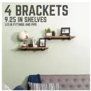 1/2 in. Black Pipe 10 in. L Wall Mounted Shelf Bracket Kit (4-Pack)