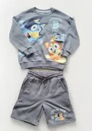 Bluey short set boys size medium 8 gray 2 piece short and sweatshirt