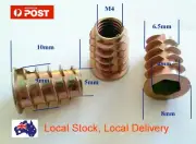 Qty 25 M4 10mm Wood Timber Threaded Flange Inserts Zinc Steel Alloy Insert Nut