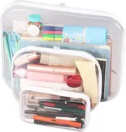 3Pcs Clear Hard Organizer Case,Zippered Transparent Case,Hard Case Zipper Pouch,3 Sizes Zippered Hard Pouch,Waterproof Hard Shell Zipper Case for Building Blocks Puzzles