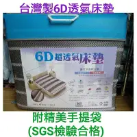 在飛比找Yahoo!奇摩拍賣優惠-[高檔貨]台灣製6D超透氣床墊 襯墊『四季抗悶熱排汗透氣床墊