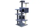 YES4PETS 130 cm Beige Cat Scratching Post Tree Scratcher Pole-Grey
