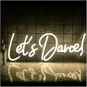 Hanging Art Neon Signs Let's Dance Neon Signs Dance LED Light Sign USB Powered Switch For Wedding Party Bar Valentines' Day Dancing Party Wall Decor Lamp 43cmx17cm(Warm White)