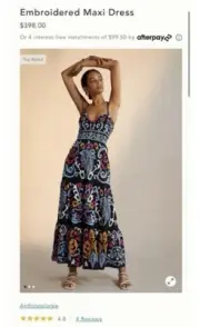 Beautiful Anthropologie Embroidered Fiesta Maxi Dress Size 8 NWT Org $398