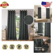Luxury Light Filtering Faux Linen Curtains 55” x 96” - Elegant Privacy Solutions