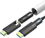 8K Detachable HDMI Fiber Optic Cable 82Feet/25m, Long HDMI 2.1 Cable in Wall, with Dual Micro HDMI and Standard HDMI Connectors, Compatible for PC, TV, playstation4, PS5, Xbox Series X, RTX4090/4080