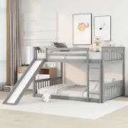 Full Over Full Sizes bunk bed Frame with Slide For Teen's Child's Bedroom New US