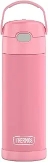 THERMOS FUNTAINER 16 Ounce Stainless Steel Vacuum Insulated Bottle with Wide Spout Lid, Pink