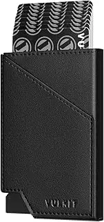 [VULKIT] Minimalist Slim Wallet for Men Pop Up Card Holder RFID Blocking with Money Pocket for Cash & Credit Cards Black