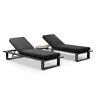 Arcadia Aluminium Sun Lounge Set In Charcoal W/ Balmoral Teak Round Side Table