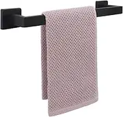 NearMoon Bathroom Towel Bar, Bath Accessories Premium Thicken Stainless Steel Square Shower Towel Rack for Bathroom, Towel Holder Wall Mounted (1 Pack, Matte Black, 12 Inch)
