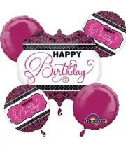 Anagram Party 5 Foil Birthday Balloon Kit Pink Black Huge SuperShape