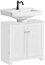 SoBuy Under Sink Cabinet Bathroom Vanity Unit, Suitable for Pedestal Sinks BZR18-II-W