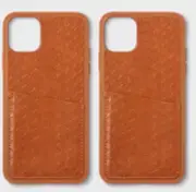 2 Pack of Heyday Faux Leather Apple iPhone 11 Pro Case w/ Pocket Tan Crocodile