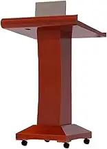 ASSYA Solid Wood Podium with Storage, Hotel Consultation Reception Desk with Wheels, Portable and Movable Office Teacher Teaching Desk
