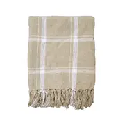 Tanner Latte Cotton Knitted Checkered Throw Rug 125 x 150 cm