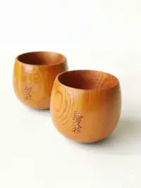在飛比找樂天市場購物網優惠-日本千年銘木 屋久杉一木挖清酒杯子 一盒2只 選