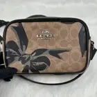 Coach Mini Jamie Camera Bag In Signature Canvas With Bow Print In Tan CY778 NWT