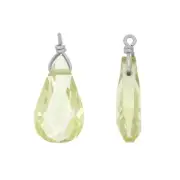 4 CZ Sterling Silver Flat Briolette Dangle Charm Earring Beads Lime Green #98358