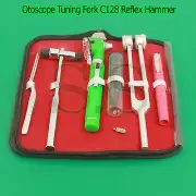 FIBER OPTIC Otoscope Tuning Fork C128 Reflex Hammer Diagnostic SET-GREEN DG-07