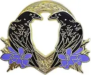 [Ficsowy] Crow Enamel Pin Gothic Style Celestial Symbols Moon & Rose Shaped Badge, Lapel Pin, Raven Moon Brooch for Women and Girls, Unisex Fashion Accessories