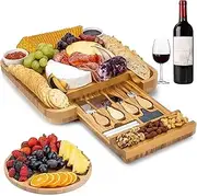 BonGu Premium Bamboo Wood Charcuterie Board Set - Rectangular Cheese Board & Accessories - Kitchen Serving Platter - Unique Gifts, Housewarming, Wedding Gift