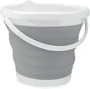 Beldray LA028495GRY Collapsible Bucket - Foldable Tub for Compact Storage, Indoor/Outdoor Use, Car Cleaning, Space Saving for Camping/Caravans/Motorhomes, Easy Clean Plastic with Handle, 10 L, Grey
