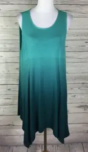 TORRID Teal Ombre Handkerchief Hem Super Soft Tunic Tank Top Plus Size 2X NWT