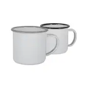 Argon Tableware White Enamel Mugs - 375ml - Black/grey - Pack Of 4