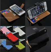 NEW Deluxe Suede Leather Slim Credit Card ID Wallet Flip Case for iPhone 5s 5 **