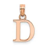 14K Rose Gold Polished Block Letter D Initial Pendant Bracelet Necklace