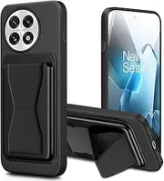 [Kaotengwo] Case for Oneplus 13 Phone Case, Card Holder with Kickstand case for Oneplus 13 Cover - Black