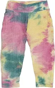 [Loboo Idea] Women Tummy Control Workout Leggings HIGH Elasticity Purple Yellow TIE DYE Butt Lifting Yoga for Gym Outdoors
