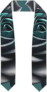[SKKNT] Teal Gray Rose Flower Print Graduation Shawl Stole For Academic Commencements Honor Sash Congratulations Gift
