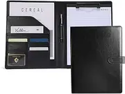 KUSCOR Leather A4 Resume Portfolio Folder, Premium Leather Interview Portfolio with Lock, Business Portfolio Organizer for Interview Presentation Office, Leather Conference Folder for Women & Men