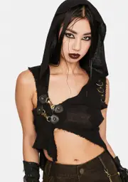 [Devil Fashion] Gothic Asymmetrical Hooded Top
