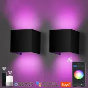 9W Tuya WIFI Smart RGB LED Wall Lamp Outdoor Waterproof Cube RGBW APP Dimming Exterior Wall Light Atmosphere Washer Ligh