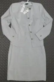Ann Taylor Womens SIZE 10 Suit Dress Blazer Top Gray Checker See Pics For Sizing