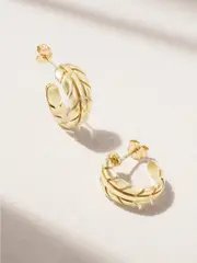 [Jennifer Meyer] Jennifer Meyer - Small Leaf 18-karat Gold Hoop Earrings - One size One size Gold