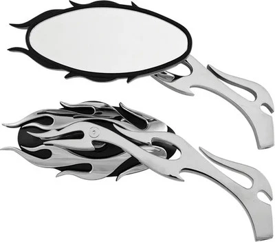 Harddrive Black Chrome Flame Mirrors Set Harley Cross Bones 08-11
