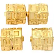 4 Octagon Barrel Bali Beads Gold Plt 13.5mm