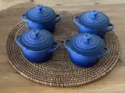 Le Creuset Petite Round Casserole Set of 4 Blue - NEW