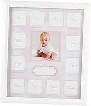 BESPORTBLE Growth Record Photo Frame Baby Photo Album 12 Month Newborn Milestones Pink Edged Baby Keepsake