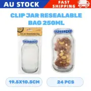 24 x 250ml Clip Jar Shaped Resealable Bag Zip Lock Craft Reusable Snack Bags
