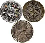 3 pcs Lucky Challenge Coins - Yes or No Coins/Maker Divination Coins/Tarot Cards Coin/Constellation Challenge Coin/Decision Maker Coin