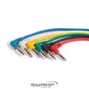 Set of 6x Right Angle 1/4" TRS Coloured Patch Cables - Right Angle - 30cm