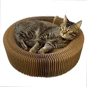 zolyet Pet Cat Scratcher Lounge Bed Collapsible Folding Corrugated Paper Deform Cat Scratch d for Cat Bed Mat Kitten Toy Pet Supply Nature one Size