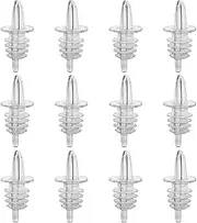 Plastic Liquor Bottle Pourers Black- 12 Pack Classic Bottle Pourers for Alcohol, Leak-Proof, Dishwasher-Safe Pour Spouts for Liquor Bottles (Clear)