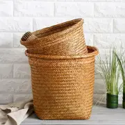 Woven Storage Basket Serving Fruit Basket Straw Basket Wicker Wastebasket